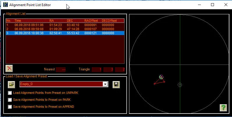 EQMOD: Alignment Point List Editor