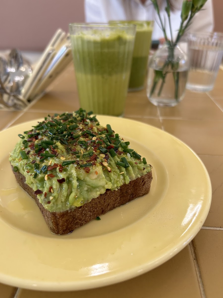 Gluten free sourdough avocado toast