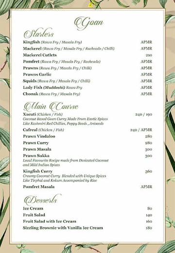 Royal Garden menu 