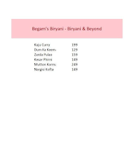 Begam's Biryani menu 1