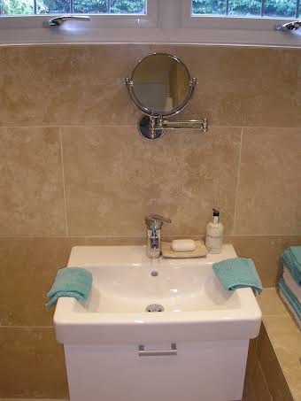 Luxury travertine bathroom. album cover