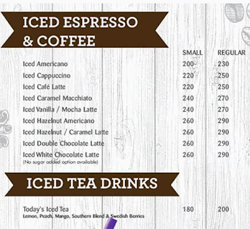 The Coffee Bean & Tea Leaf menu 