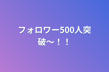 フォロワー500人突破〜‼️