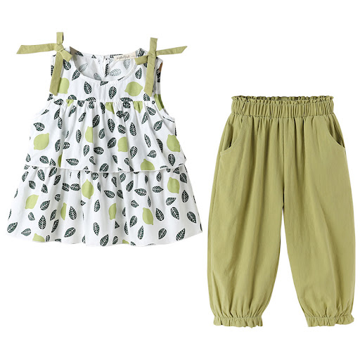 Title 1, Girls Floral Cropped Trousers Two-piece Suit P...