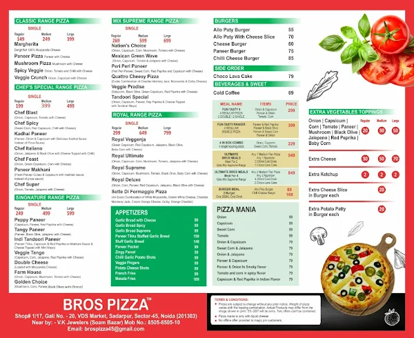 Bros Pizza & Burger menu 