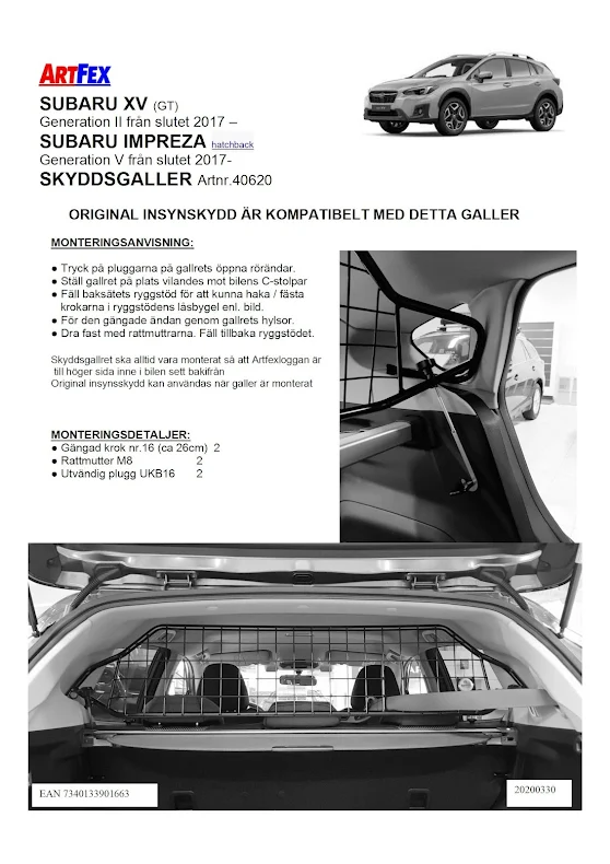 Artfex Hundgaller Subaru Impreza 2017-22 Gen 5