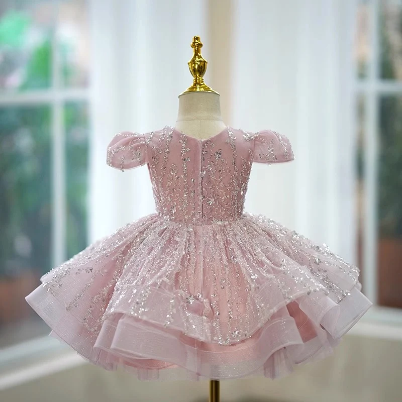 Vestido de princesa de aniversário com lantejoulas para meninas, um brilho encantador para a festa e celebrar o dia especial!