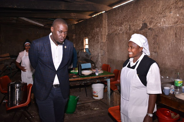 Nairobi Governor Johnson Sakaja at the inspectorate training school kitchen on September 9,2022.