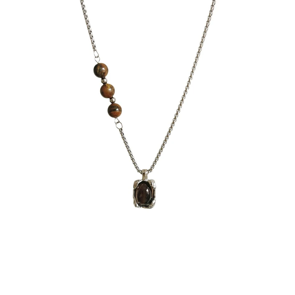 Vierkante Natuurstenen Hanger Dubbele Ketting voor Dames, Stijlvol, Tijdloos, Perfect Geschenk voor Haar.