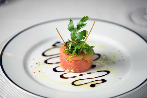 Insalata Caprese in the Dining Salon on SeaDream II.