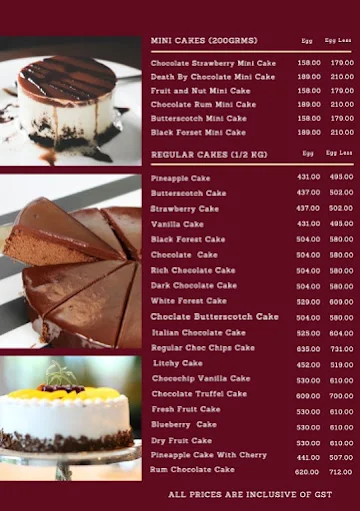 Cakesclub.Com menu 