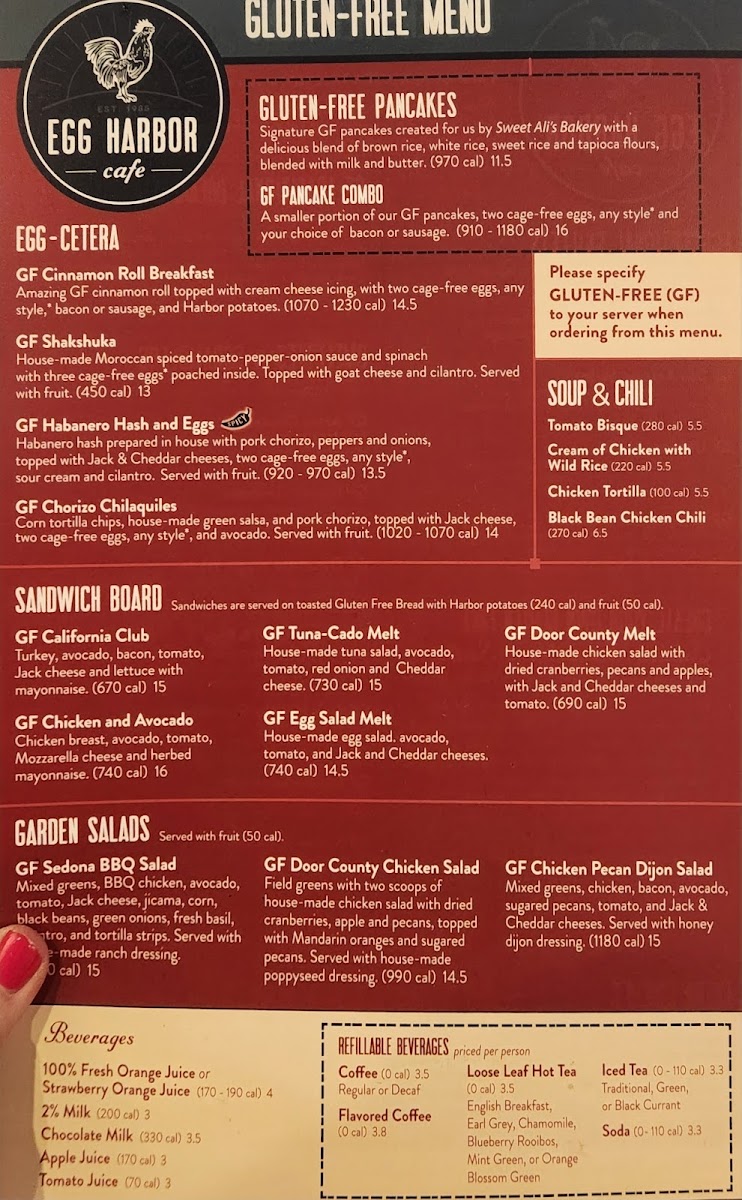 Egg Harbor Cafe gluten-free menu