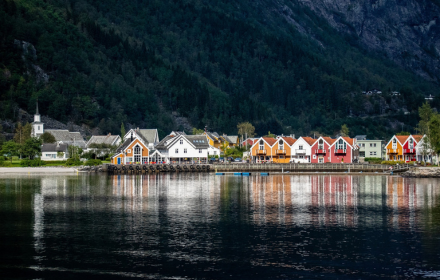 Colorful houses along the lake small promo image