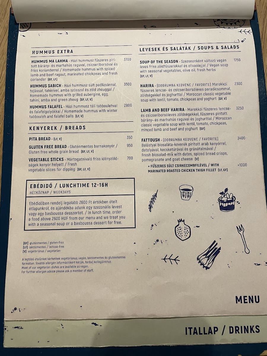 Dobrumba gluten-free menu