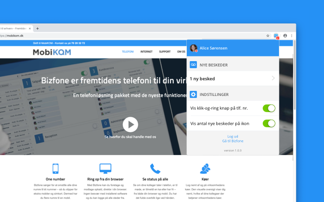 Bizfone Chrome udvidelse Preview image 2