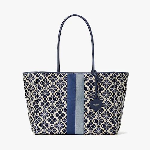 Túi Tote Kate Spade New York Spade Flower Jacquard Stripe cỡ lớn (Blue  Multi)