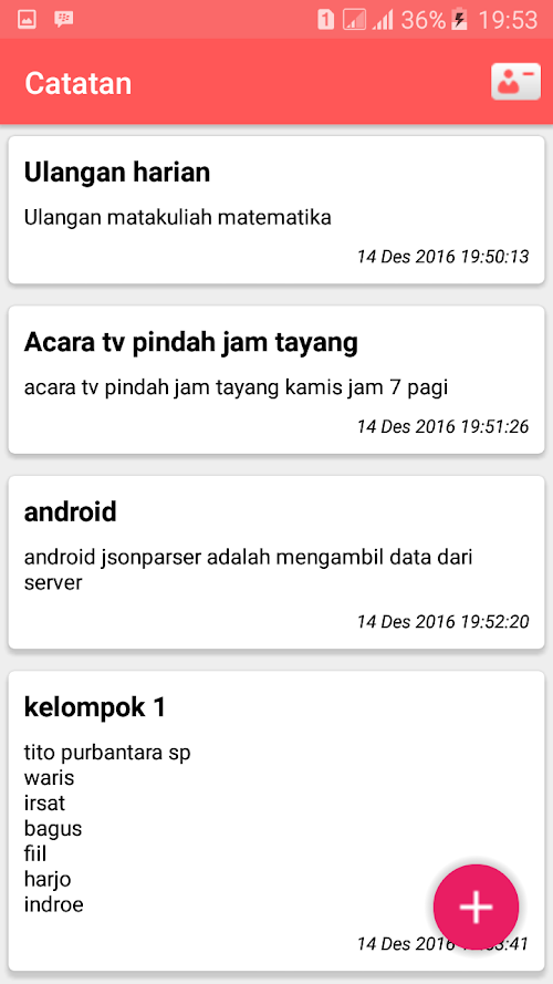 Android application Buku Catatan screenshort