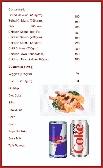 Post Workout Gym Diet Cafe menu 