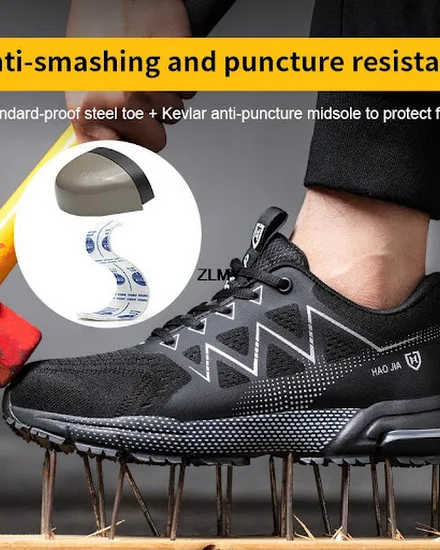 Anti-stab Safety Shoes Men Steel Toe Shoes Puncture Proof... - 2