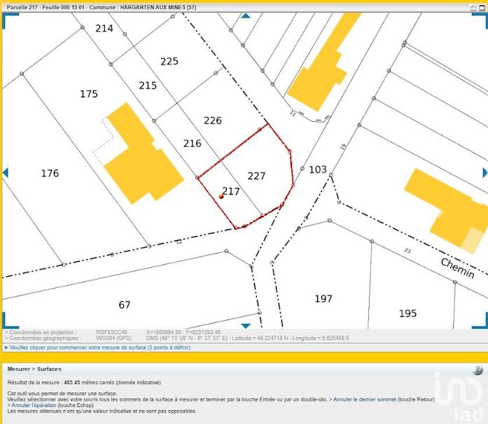 Vente terrain  485 m² à Hargarten-aux-Mines (57550), 32 000 €