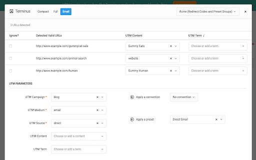 Terminus UTM Builder