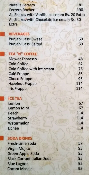 Vinod Fast Food menu 