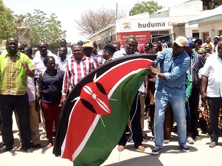 Devolution CS Eugene Wamalwa launches the National Govt relief food distribution in Lodwar on March 15, 2019.