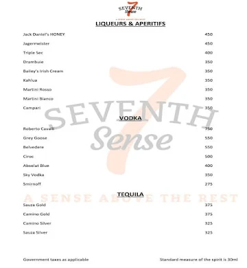 Seventh Sense - Seven Seas Hotel menu 