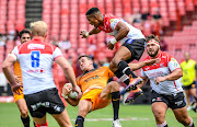 Martin Landajo of the Jaguares with possession during the Super Rugby match between Emirates Lions and Jaguares at Emirates Airline Park on March 09, 2019 in Johannesburg, South Africa.