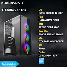 PC Phong Vũ Gaming 30102 Intel Core i3-12100F/16GB/500GB SSD/GeForce GTX 1650/Free DOS/