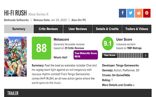 True Metacritic Score