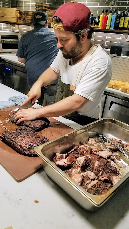 Chefs Week PDX Heritage Dinner After Party, Doug Adams (Bullard) offered BBQ pork belly sandwich with hot honey mustard and chicken skine