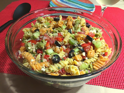 This Greek Tuna Pasta Salad is a delicious twist on the classic pasta recipe.