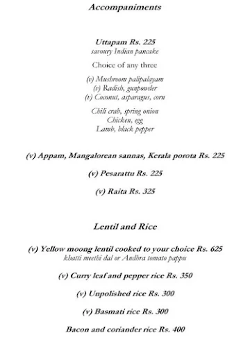 Amaranta - The Oberoi menu 