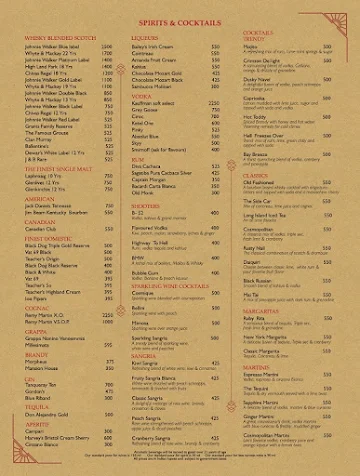 Atrium Bar, Taj Deccan menu 