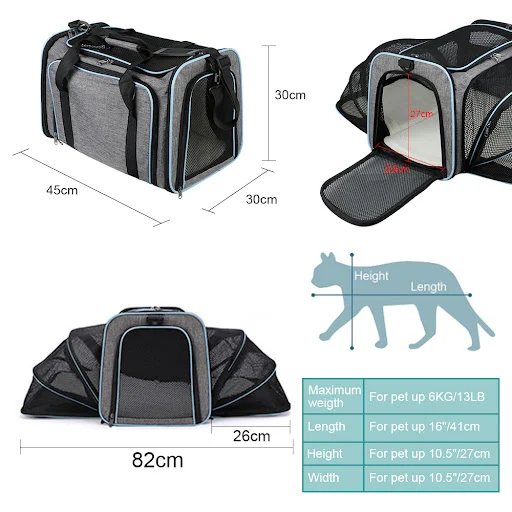 Cat Travel Bag Dogs Cats Ventilate Transport Bag Expandable Foldable Portable Pet Carrier Bag Pet Supplies Soft Dog Carr