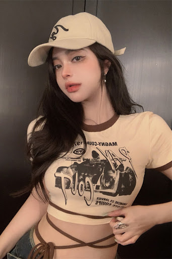 Title 1, Retro Strappy Short Sleeve T Shirt Women Summer