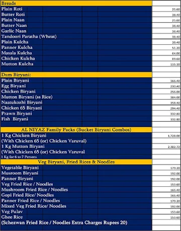 Nellai Al Niyaz menu 