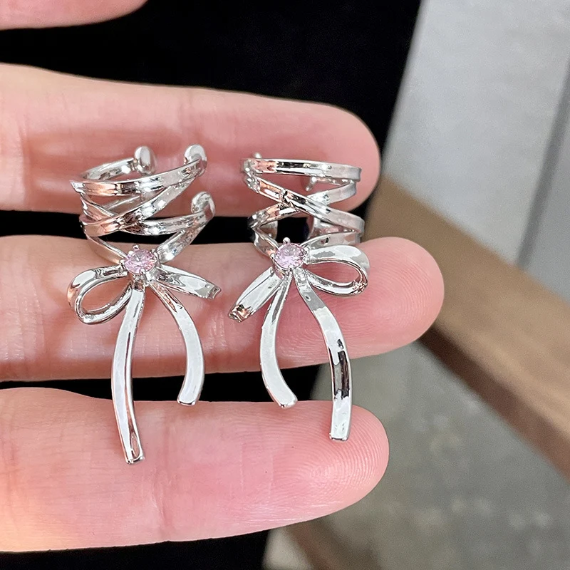 Oorclips koude balletstijl met lintstrik, mode voor dames, elegante en lichte oorbellen, perfect voor een chique uitstraling.