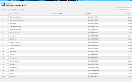 Salesforce Zebra Tables