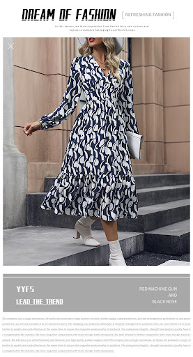 Title 6, Womens Fashion Long Sleeve Printed Dress Styli...