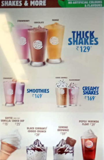 Burger King menu 