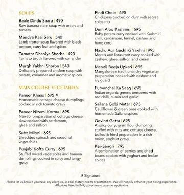 Indian Durbar - Conrad Bengaluru menu 