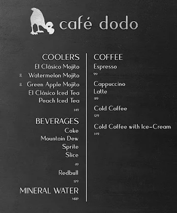 Cafe Dodo menu 