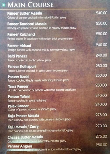 Mezbaan Restaurant menu 