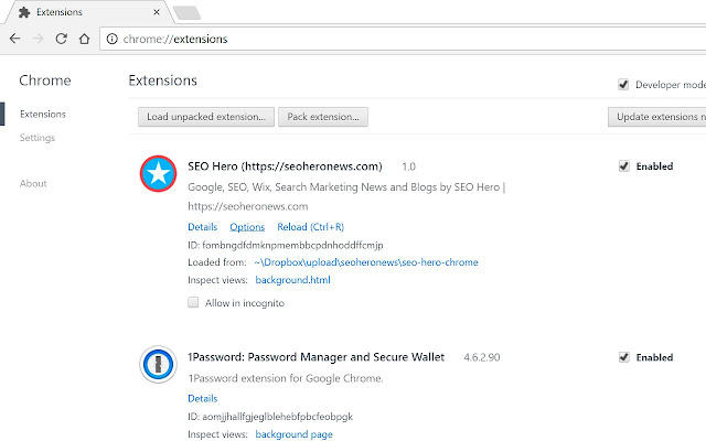 SEO Hero (https://seoheronews.com) chrome extension