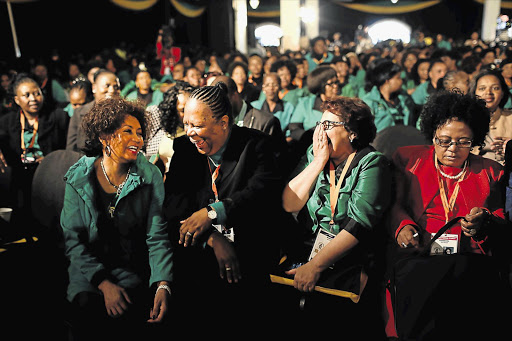 Human Settlements Minister Lindiwe Sisulu, Science and Technology Minister Naledi Pandor and ANC deputy secretary-general Jesse Duarte share a joke at the start of the long-awaited ANC Women's League conference near Pretoria. File photo