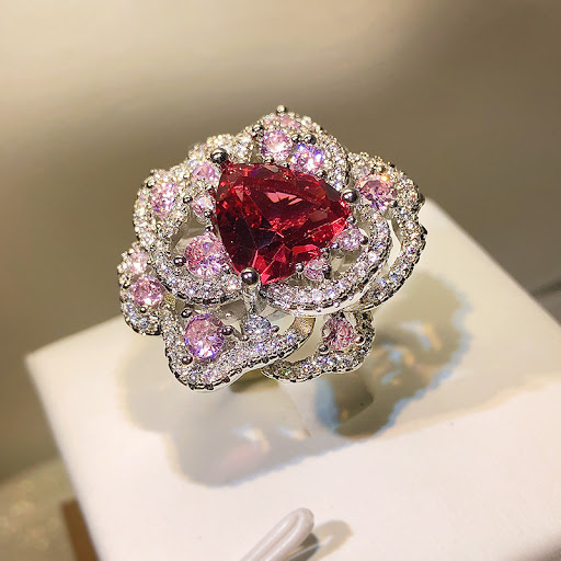 Title 1, Womens High-carbon Diamond Ice Flower Cut Ring...