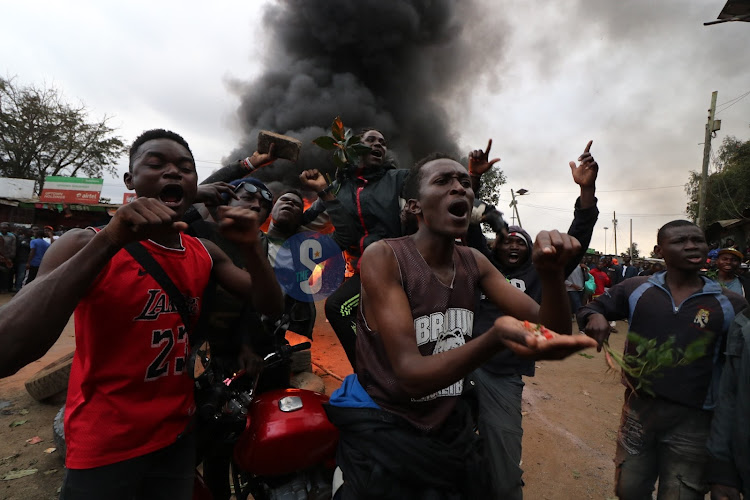 Protests at Kibra after the Azimio Candidate Raila Odinga lost the August 9,2022 general elections on August 15,2022