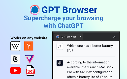 GPTBrowser ChatGPT for website, PDF & Youtube